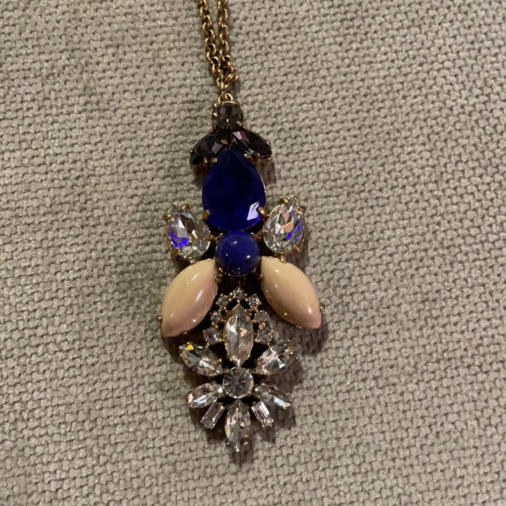 J. Crew Blue Crystal Pendant Necklace